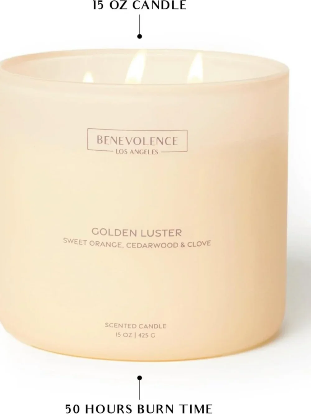 Large 3-Wick Scented Candle - Orange, Cedarwood & Clove | 15oz, 50-Hour Burn